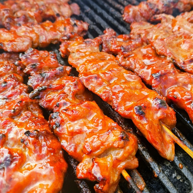 Pork BBQ on-a-Stick.